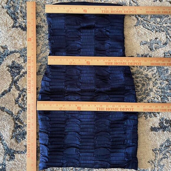 Vintage Y2K Daisy Brand‎ Navy Ruched Satin Bodycon Strapless Mini Dress Size S - Picture 7 of 7